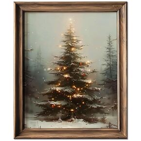 Vintage Christmas Tree Wall Decor, Christmas Decoration, Forest Wall Art Decor, Rustic Winter Holidays Wall Art, Print Unframed (8x10in, Vintage Christmas Tree)