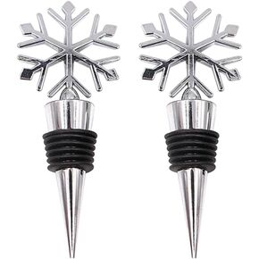 2Pcs Unique Snowflake Alloy Wine Bottle Stopper Christmas Party Bar Gift