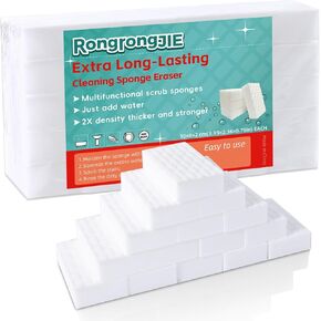Extra Long-Lasting Melamine Sponge, 2X Density Magic Sponge Eraser, Multifunctional Kitchen Sponges, 10 Pcs Cleaning Sponges Eraser for Bathroom, Wall, Furniture, Floor, Baseboard
