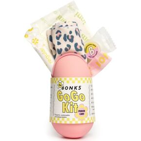 BONKS Go-Go Kit - Emergency Period Kit - Portable Menstrual Pouch for Women & Teens - Essential Women's Travel Kit - Includes Tampon, Pantyliner, Underwear & More - Female Hygiene Care
