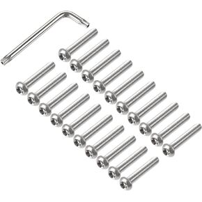 uxcell M6x35mm Torx Security Machine Screw, 20pcs Pan Head Screws Inside Column, with T30 L-Type Wrench, 304 Stainless Steel Fasteners Bolts