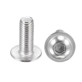 uxcell Flanged Button Head Socket Cap Screws, M8x22mm Hex Socket Drive Screw, 304 Stainless Steel Fasteners Bolts, Fully Threaded Machine Screw 20Pcs