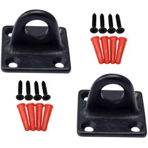 QCAA Cast Solid Brass Staple Pad Plate, Hook Loop, L:1-9/16" x W:1-9/16" x H:1-1/8", Matte Black, 4 Pack, Made in Taiwan