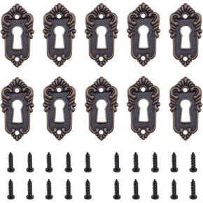 10pcs Antique Key Lock Rosettes Bronze Decorative Keyhole Cover Lock Fittings with Screws for Vintage Wooden Box Jewellery Box Gift Box Wine Box 45x23mm, (HD|229W)