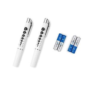 Primacare CSDL-9325-2 Diagnostic LED Penlight with Pupil Gauge for Doctor, Reusable, Batteries Included, 25 Packs of 2= 50 Units
