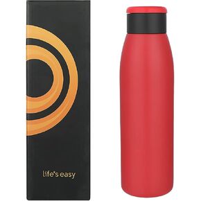 Life's Easy Insulated Stainless Steel Water Bottle - Vacuum Thermo Flask for Hot and Cold Drinks - Leak Proof, Reusable Sport Bottle - Ideal for Sport, Camping, Hiking, and Fitness - 18 oz - Red