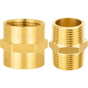 (Pack of 4) EFIELD 2 PCS 3/4" x 3/4" Male + 2 PCS 3/4" x 3/4" Female NPT Hex Nipple Adapter Brass Pipe Fittings