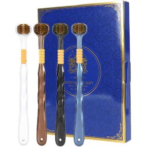 FOTN Gift Box 3 Sided Toothbrush 360 Degree Soft Bristle Wrapped Three-Head Adult Teeth Tongue Coating high-end Student Cleaning Home