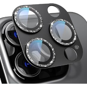 Compatible for iPhone 16 Pro/iPhone 16 Pro Max Camera Lens Protector, Bling Metal Tempered Glass Camera Screen Cover Accessories [Strong Adsorption][Case-Friendly]- Glitter Titanium Desert in Saudi Arabia