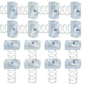 Swpeet 40 قطعة 4 مقاسات مترية-M6/M8/M10/M12 30 مم × 18 مم مجموعة صواميل قناة مجلفنة كهربائيًا بدون صواميل زنبركية مطلية بالزنك رائعة للاستخدام على دعامات القناة