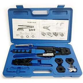 EFIELD FULL SIZE Pex Crimping Tool Kit for 3/8", 1/2", 3/4", 1" Copper Ring with Gauge & Pex Pipe Cutter - Meets F1807 Standards