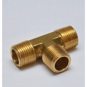 1/2" NPT Male/MPT/MIP T 3 Way Tee Intersection Brass Fitting Fuel/Air/Water/Boat/Gas/Oil WOG