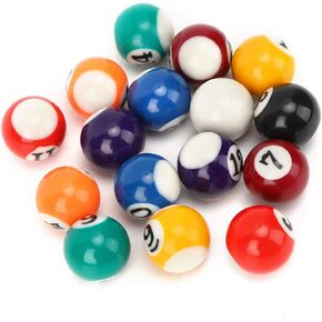 Ejoyous Pool Ball, 16 Pieces Mini Billiard Training Balls 2.5CM Small Size Resin Ball Kids Pool Table Accessory for Game Rooms Recreation Games Sports Match