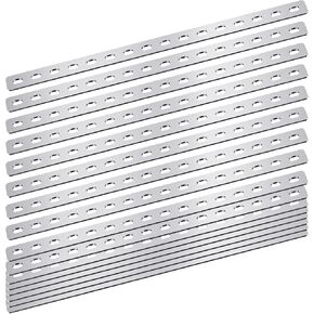 Zonon 10 Pcs 16 Inches Flat Straight Brace Brackets 201 Stainless Steel Mending Plate 408mm/16 Inches Length 16 Screw Hole Adjustable Straight Bracket, 2.8 mm Thickness for Repair Fixing Support Brace