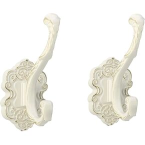 SDH Antique Brass Coat Hooks Wall Mounted -Vintage Style Wall Hooks for Hanging Purse, Hat, Keys & Clothes - Heavy Duty Bathroom Hooks for Towels - Pack of 2