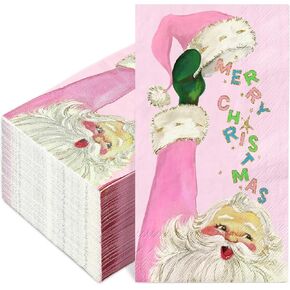 AnyDesign 80 Pack Christmas Funny Santa Claus Guest Napkins Vintage Xmas Disposable Paper Napkins Holiday Decorative Hand Napkin Towel for Home Kitchen Bathroom, 13 x 15.7 Inch