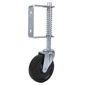 4inch Rubber Gate Wheel, Spring Loaded Wheel Spring Loaded Swivel Caster Heavy Duty 110lbs Load Capacity Allow Gates to Open and Close Freely