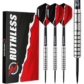 RUTHLESS Ranger III Professional Tungsten Steeltip Darts Set in 24g and 26g, with Flights and Stems Shafts
