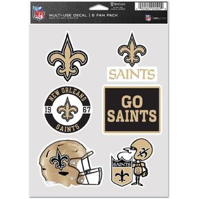 WinCraft NFL Decal Sticker Multi Use 6 Set 19x14cm New Orleans Saints