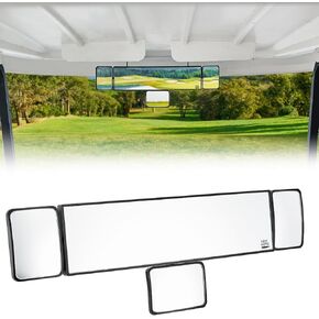 KEMIMOTO Golf Cart Rear View Mirror Adjustable Convex Center Mirror Compatible with EZGO Club Car, Universal Golf Cart Rear View Mirror Removable Small Side Mirrors Wider View 360 Degree Rotatation