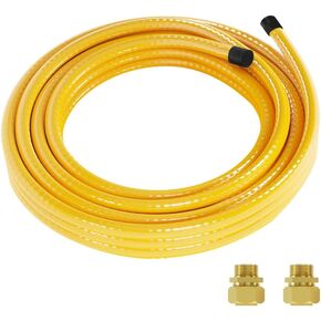 100FT 3/4" CSST خط غاز طبيعي مرن من البروبان، أنابيب من الفولاذ المقاوم للصدأ المموج، مجموعة تحويل أنابيب البروبان، خرطوم شواء مع 2 تركيبات محول ذكر مجموعة تحويل شواية البروبان