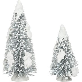 Department 56 Village Collection Accessories Snow Laden Tree Figurine Set, 5 and 7 Inch, Multicolor