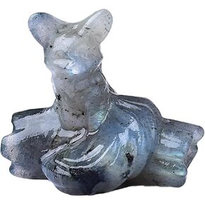 Strawberry Quartz Fox Decor Statue Crystals and Healing Stones Fox Figurine Polished Gemstones ​Bedroom Office Desk Home Decoration A Lucky Decoration