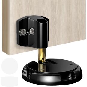 Windproof Door Stopper with Screws and Adhesive - Heavy Duty Door Stop for Wall or Floor, No Drilling Required - Magnetic Design for Bottom of Door Security - 1 Pack, Bright Gold