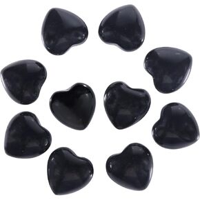 Nupuyai Pack of 10 Healing Love Heart Palm Crystal Stone Polished Reiki Worry Stone for Chakra Balancing and Jewelry Making, Pink Aventurine