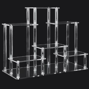 DuvinDD Acrylic Riser Display Stand, 6-Tier Display Riser for Funko POP Figures, Clear Cologne Stand Perfume Organizer, Tiered Cupcake Stand for Dessert Table Display, Jewelry Risers