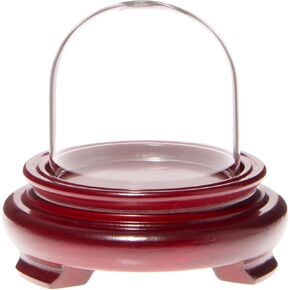 Plymor 2" x 2" Mini Glass Display Dome Cloche (Black Wood Veneer Footed Base)