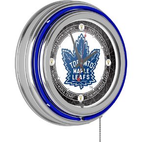 Trademark Global Neon Clock - Retro Toronto Maple Leafs Throwback Analog Wall Clock with Pull Chain - for Kitchen, Garage, Game Room, or Home Bar