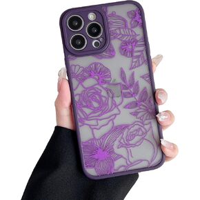 XIZYO Case for iPhone 13 Pro Max 6.7 Inch, Rose Pattern Floral Print Design Slim Case for Girls Women TPU Bumper Shockproof Protective Cover, Black in Kuwait