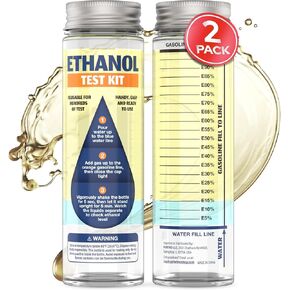 FORTIVO (2 Pack) Reusable Ethanol Test Kit - Spill-Free Wide Mouth, Bold Labels & Durable E85 Tester Kit Bottles, Compact E85 Tester Up to Hundreds of Ethanol Tests - Accurate Result in 5 Minutes