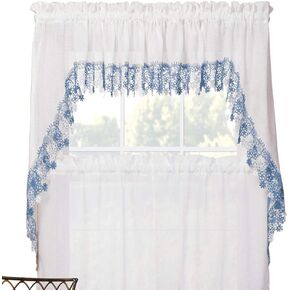 Collections Etc Fox Valley Traders Lillian Macrame Swag Pair, Blue, One Size Fits All