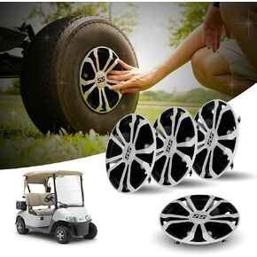Golf Cart Wheel Covers Hub Caps for EZGO, Club Car, Yamaha - 8 Inch Hubcaps Snap-on Installation, Set of 4