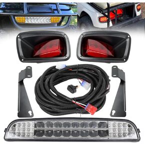 For 1996-2013 E-Z-GO TXT Golf Cart LED Headlight Bar Kit & Tail Light Assembly with Turn Signal, Horn, Brake Switch Pad, Wiring Harness Switch, 12V Street-Ready Headlights Taillights Kit for EZGO TXT