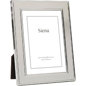 Siena Flat Double Border Plain Silver Picture Frame, Tarnish Resistant Finish, Perfect Photo Frame for any End Table, Credenza, Shelf, or Nightstand, Silver 5x7