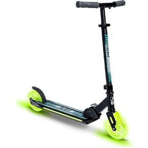 Yvolution Neon Flash Foldable Kids Scooter with Light up Wheels, Easy Folding Scooter with 2 Light up Wheels and and Rear Brake, Adjustable Height LED Scooer, Dynamic Lights Kick Scooter for Kids 5+