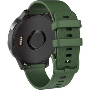 ISABAKE Band for Garmin Vivomove 3s/Vivoactive 4s, 18mm Quick Release Soft Silicone Replacement Strap, Compatible with Garmin Move 3S / Garmin Active S (ArmyGreen)