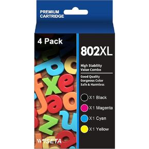 802XL Remanufactured Ink Cartridges Replacement for Epson 802 Ink Cartridges 802XL Ink Cartridges for Epson Printer to Use with Workforce Pro WF-4730 WF-4740 WF-4720 WF-4734 EC-4020 EC-4030