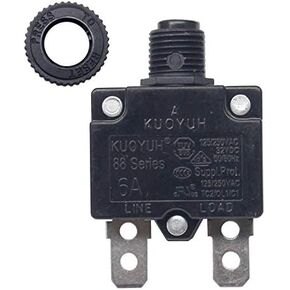 1pc KUOYUH 88 Series 125/250VAC 32VDC 50/60Hz Thermal Overload Circuit Breaker with Waterproof Dust Cap 3-30A (6A 1pc)