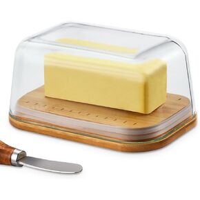 Glass butter dish with sealed lid, butter dish with lid, butter tray with lid refrigerator, large butter dish, sealed butter dish, outdoor butter dish, dishwasher washable,