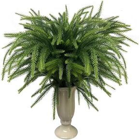 6 Pcs Christmas Norfolk Pine Branches, Artificial Christmas Green Plants Branches Fake Norfolk Pine Branches for DIY Craft Garland Indoor Outdoor Home Decor (18 Inches)