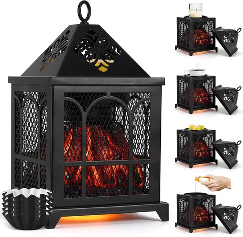 Wax Melt Warmer, 4 in 1wax Melter for Scented Wax, Wax Melt Warmer Electric with Replaceable Wax Melt Warmer Liners, Fireplace Wax Warmer for Home Office Bedroom Aromatherapy Gifts and Decorations in Saudi Arabia