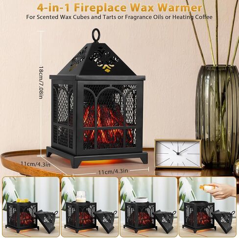 Wax Melt Warmer, 4 in 1wax Melter for Scented Wax, Wax Melt Warmer Electric with Replaceable Wax Melt Warmer Liners, Fireplace Wax Warmer for Home Office Bedroom Aromatherapy Gifts and Decorations in Saudi Arabia