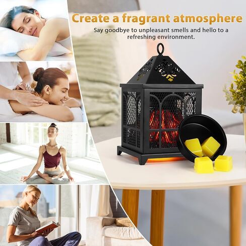 Wax Melt Warmer, 4 in 1wax Melter for Scented Wax, Wax Melt Warmer Electric with Replaceable Wax Melt Warmer Liners, Fireplace Wax Warmer for Home Office Bedroom Aromatherapy Gifts and Decorations in Saudi Arabia