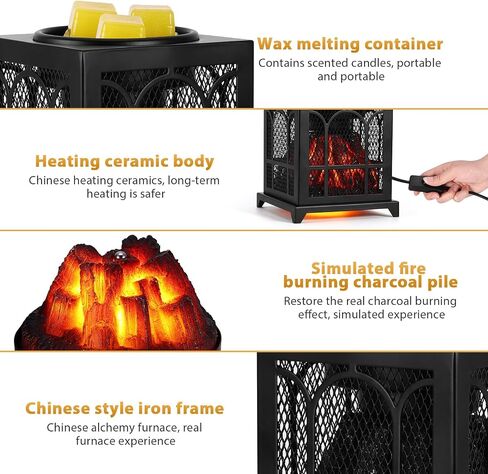 Wax Melt Warmer, 4 in 1wax Melter for Scented Wax, Wax Melt Warmer Electric with Replaceable Wax Melt Warmer Liners, Fireplace Wax Warmer for Home Office Bedroom Aromatherapy Gifts and Decorations in Saudi Arabia