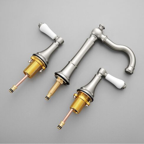 Polished Chrome Bathroom Faucet, Traditional Porcelain Handle 8 inch Widespread Bathroom Faucets for Sink 3 Hole, 8 in Spread Bath Vanity Faucet, with 2Pcs Water Supply Lines and Pop-up Drain in Saudi Arabia