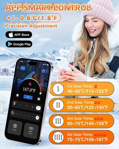 Heated Socks, 6000mAh Rechargeable Heated Socks for Men Women, Up to 9 Hours, APP-Controlled Electric Socks, 4 Heating Settings, Washable Winter Foot Warmer Socks, Outdoor Skiing Hunting Hiking in Saudi Arabia